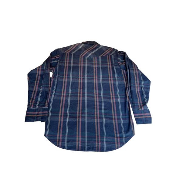 Rustler X-Long Tails Men's Western Pearl Snaps Long Sleeve Plaid Size 16 1/2 - Picture 2 of 13
